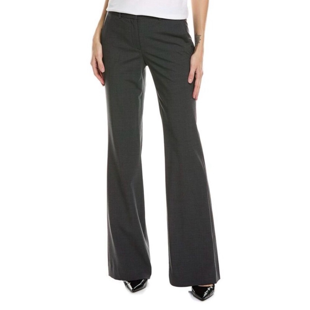 NWT Theory Women’s Wool-Blend Demitria Pant Charcoal Melange Size 18